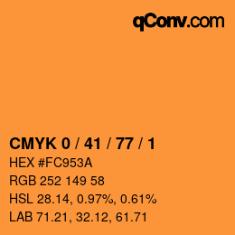 颜色代码: CMYK 0 / 41 / 77 / 1 | qconv.com