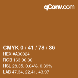 カラーコード: CMYK 0 / 41 / 78 / 36 | qconv.com
