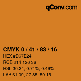 颜色代码: CMYK 0 / 41 / 83 / 16 | qconv.com