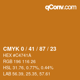 カラーコード: CMYK 0 / 41 / 87 / 23 | qconv.com