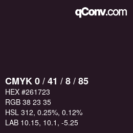 カラーコード: CMYK 0 / 41 / 8 / 85 | qconv.com