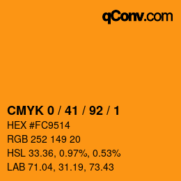 カラーコード: CMYK 0 / 41 / 92 / 1 | qconv.com