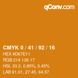 カラーコード: CMYK 0 / 41 / 92 / 16 | qconv.com