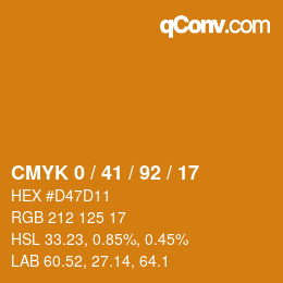 カラーコード: CMYK 0 / 41 / 92 / 17 | qconv.com