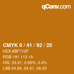 Color code: CMYK 0 / 41 / 92 / 25 | qconv.com