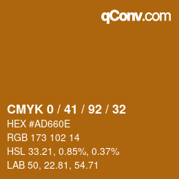 Color code: CMYK 0 / 41 / 92 / 32 | qconv.com