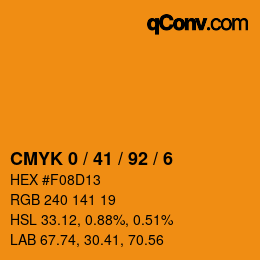 カラーコード: CMYK 0 / 41 / 92 / 6 | qconv.com