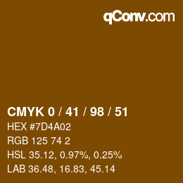 Color code: CMYK 0 / 41 / 98 / 51 | qconv.com