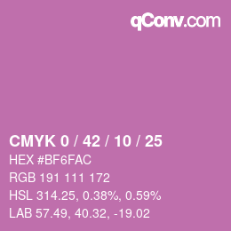 カラーコード: CMYK 0 / 42 / 10 / 25 | qconv.com