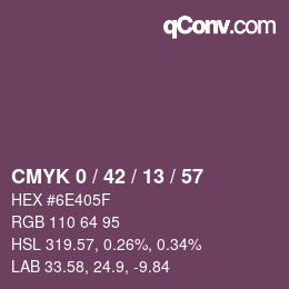 カラーコード: CMYK 0 / 42 / 13 / 57 | qconv.com