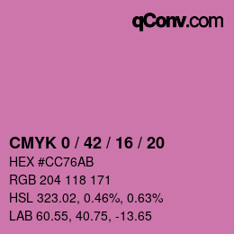 カラーコード: CMYK 0 / 42 / 16 / 20 | qconv.com