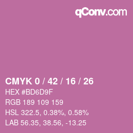 カラーコード: CMYK 0 / 42 / 16 / 26 | qconv.com