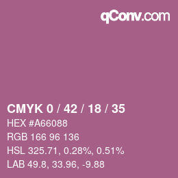カラーコード: CMYK 0 / 42 / 18 / 35 | qconv.com
