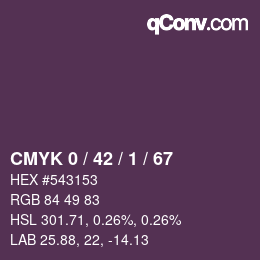 Color code: CMYK 0 / 42 / 1 / 67 | qconv.com