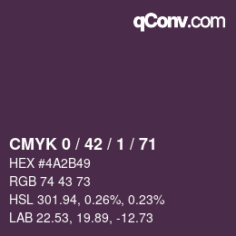 カラーコード: CMYK 0 / 42 / 1 / 71 | qconv.com