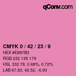 カラーコード: CMYK 0 / 42 / 23 / 9 | qconv.com