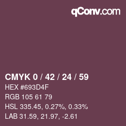 カラーコード: CMYK 0 / 42 / 24 / 59 | qconv.com