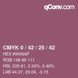 カラーコード: CMYK 0 / 42 / 25 / 42 | qconv.com