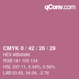 カラーコード: CMYK 0 / 42 / 26 / 29 | qconv.com