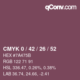 カラーコード: CMYK 0 / 42 / 26 / 52 | qconv.com