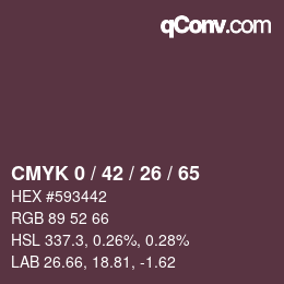Color code: CMYK 0 / 42 / 26 / 65 | qconv.com