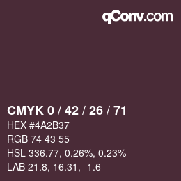 カラーコード: CMYK 0 / 42 / 26 / 71 | qconv.com