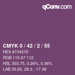 カラーコード: CMYK 0 / 42 / 2 / 55 | qconv.com