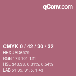 カラーコード: CMYK 0 / 42 / 30 / 32 | qconv.com