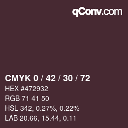 Color code: CMYK 0 / 42 / 30 / 72 | qconv.com