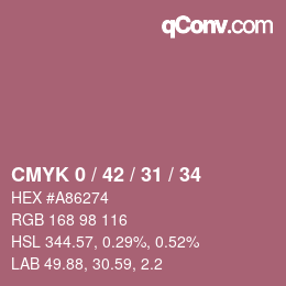 カラーコード: CMYK 0 / 42 / 31 / 34 | qconv.com