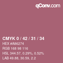 カラーコード: CMYK 0 / 42 / 31 / 34 | qconv.com