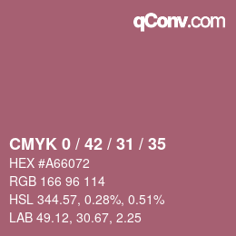 カラーコード: CMYK 0 / 42 / 31 / 35 | qconv.com