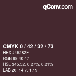 Farbcode: CMYK 0 / 42 / 32 / 73 | qconv.com