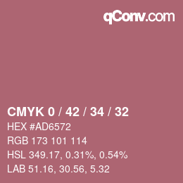 カラーコード: CMYK 0 / 42 / 34 / 32 | qconv.com
