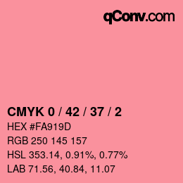 カラーコード: CMYK 0 / 42 / 37 / 2 | qconv.com