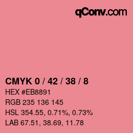 カラーコード: CMYK 0 / 42 / 38 / 8 | qconv.com