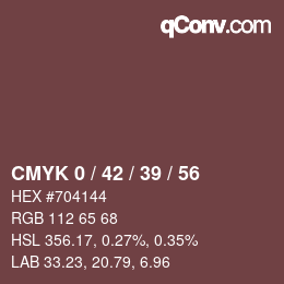 Color code: CMYK 0 / 42 / 39 / 56 | qconv.com