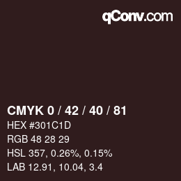 カラーコード: CMYK 0 / 42 / 40 / 81 | qconv.com
