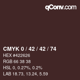 カラーコード: CMYK 0 / 42 / 42 / 74 | qconv.com