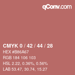 カラーコード: CMYK 0 / 42 / 44 / 28 | qconv.com