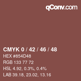 カラーコード: CMYK 0 / 42 / 46 / 48 | qconv.com