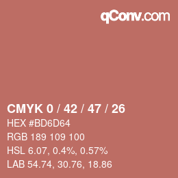 カラーコード: CMYK 0 / 42 / 47 / 26 | qconv.com