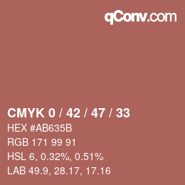 カラーコード: CMYK 0 / 42 / 47 / 33 | qconv.com