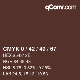 Color code: CMYK 0 / 42 / 49 / 67 | qconv.com