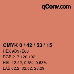 Farbcode: CMYK 0 / 42 / 53 / 15 | qconv.com