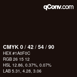 カラーコード: CMYK 0 / 42 / 54 / 90 | qconv.com