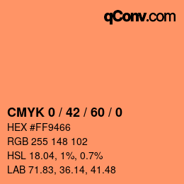 カラーコード: CMYK 0 / 42 / 60 / 0 | qconv.com