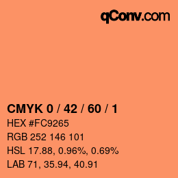 カラーコード: CMYK 0 / 42 / 60 / 1 | qconv.com