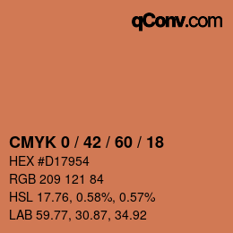 カラーコード: CMYK 0 / 42 / 60 / 18 | qconv.com