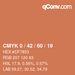 カラーコード: CMYK 0 / 42 / 60 / 19 | qconv.com